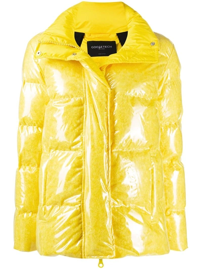 Goosetech Wet-look Padded Jacket In Yellow