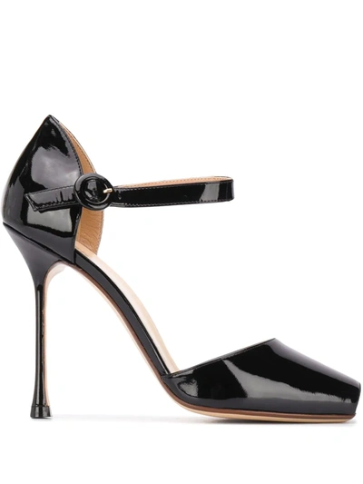 Francesco Russo Patent Open-toe Pumps In Black