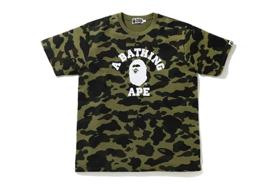 Pre-owned Bape  1st Camo College Wide Fit Tee Green