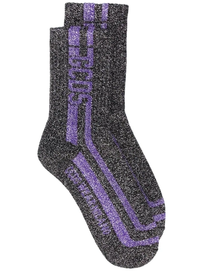 Gcds Glitter Logo Socks In Black