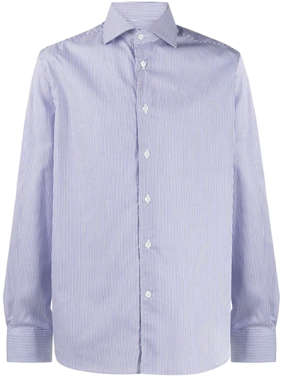 Corneliani Stripe-print Cotton Shirt In Blue