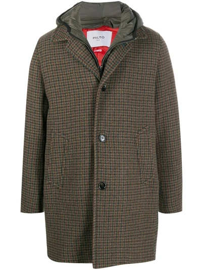 Paltò Shell-panelled Houndstooth Coat In Brown