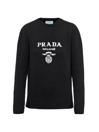 Prada Logo Intarsia Knit Jumper In Multicolor