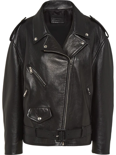 Prada Zip-front Biker Jacket In Black