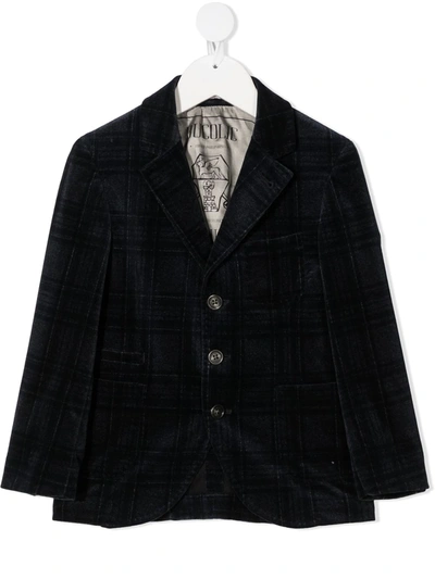 Brunello Cucinelli Kids' Plaid-check Single Breasted Blazer In Black