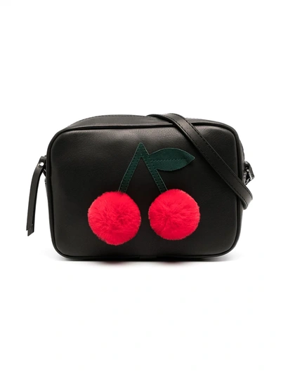 Bonpoint Cherry Pom-pom Shoulder Bag In Black