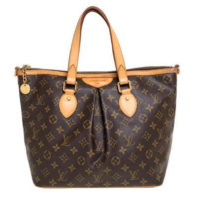 Pre-owned Louis Vuitton Monogram Canvas And Leather Palermo Pm Bag In Brown