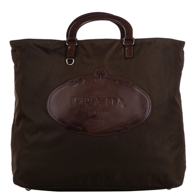 Pre-owned Prada Brown Tessuto Canapa Satchel