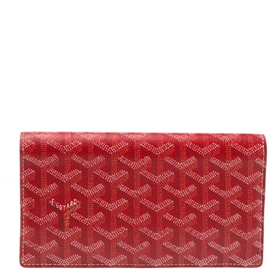 Pre-owned Goyard Ine Coated Canvas And Leather Richelieu Wallet In Red
