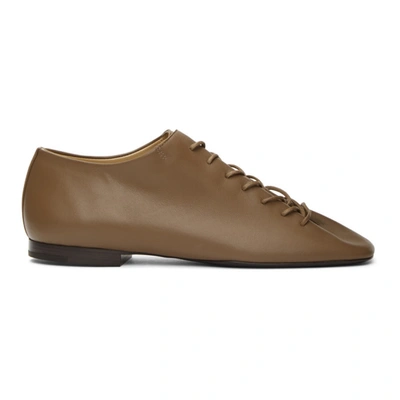 Lemaire Brown Leather Lace-up Shoes In 441 Khaki B