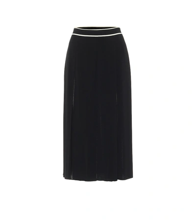 Gucci Mesh Pleat Midi Skirt In Black/ Ivory