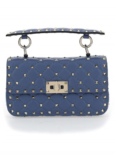 Valentino Garavani Rockstuds Handbag In Blu Polvere