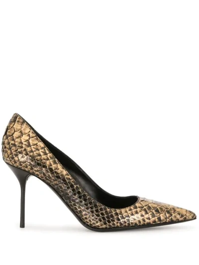Tom Ford 85mm Crocodile-effect Pumps In Gold