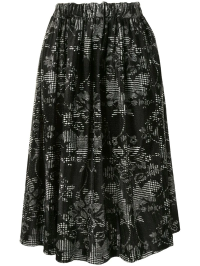 Comme Des Garçons Comme Des Garçons Baroque-check Print Gathered Skirt In Black