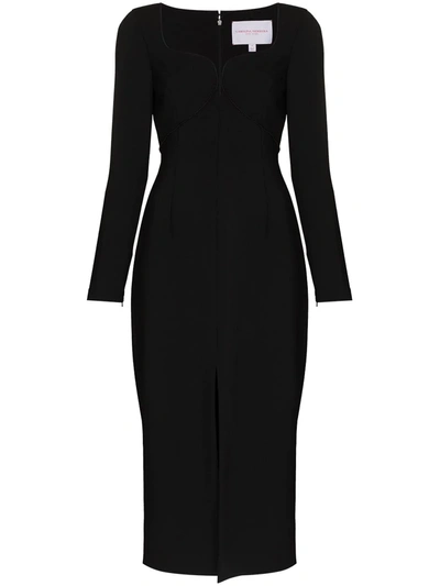 Carolina Herrera Women's Sweetheart-neck Wool-blend Midi Dress In Black