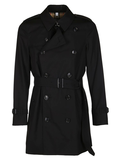 Burberry Double Breasted Trench Coat In Black