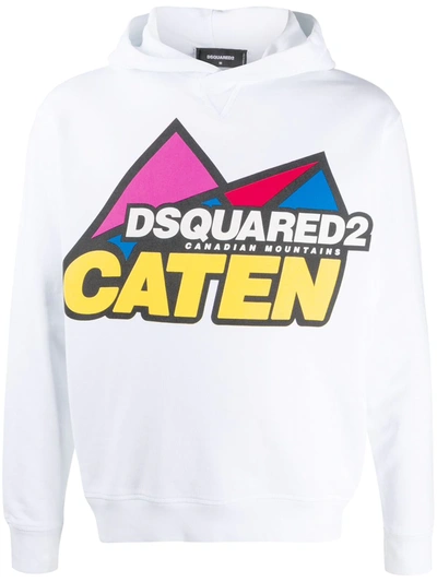 Dsquared2 Canadian Mountains Hoodie In White,yellow,red