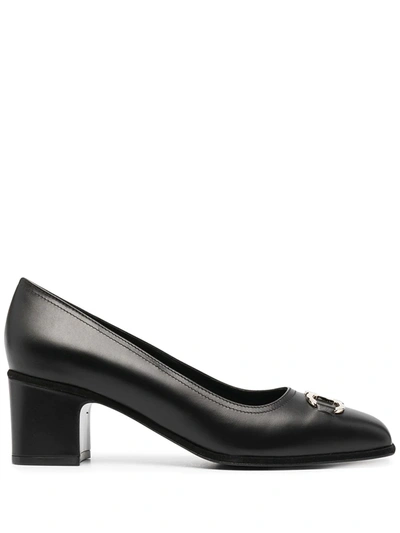 Ferragamo Comiso Gancini Pumps In Leather In Black