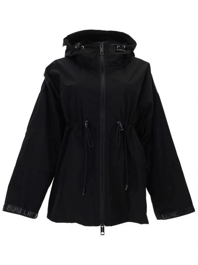 Burberry Logo Tape Hooded Jacket In Black