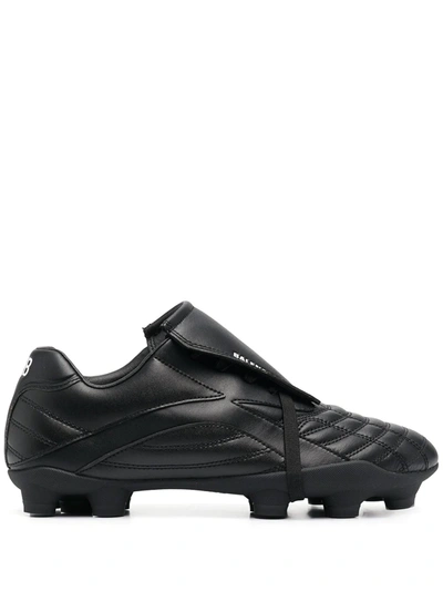 Balenciaga Soccer Quilted Faux Leather Sneakers In Black