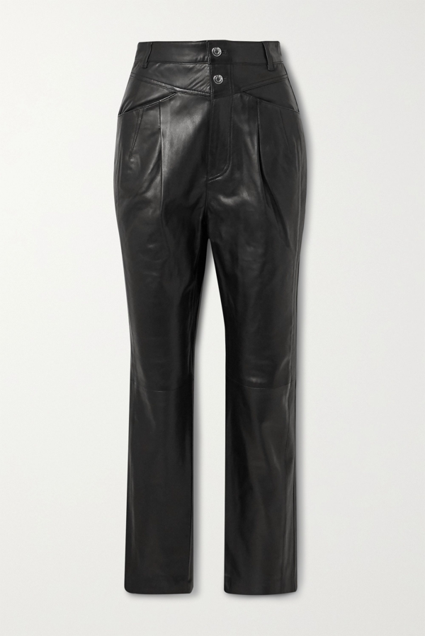 Iro Heim Pleated Leather Straight-leg Pants In Black | ModeSens