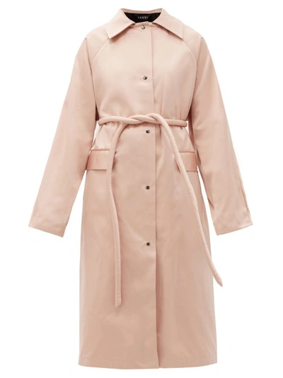 Kassl Editions Original Belted Satin Trench Coat In Baby Pink
