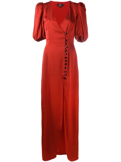 De La Vali Ohio Crystal-embellished Satin Maxi Dress In Red