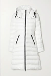 Moncler Moka Shiny Fitted Puffer Coat With Hood In White