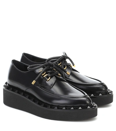 Valentino Garavani Rockstud Leather Shoes In Black