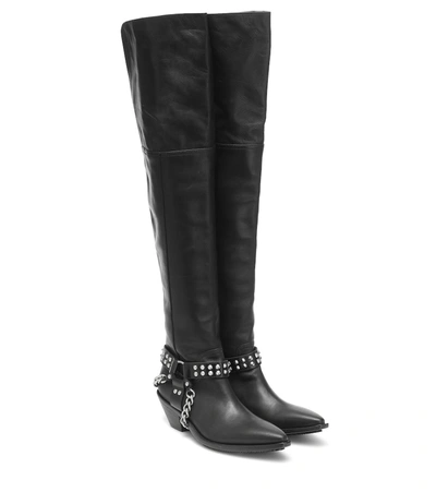 Junya Watanabe Leather Over-the-knee Boots In Black