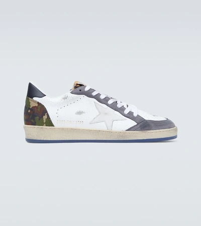 Golden Goose Ball Star Leather Sneakers In White,grey