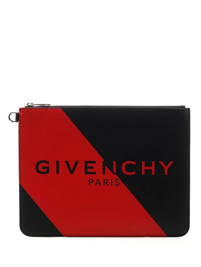 Givenchy Branded Clutch In Black And Red