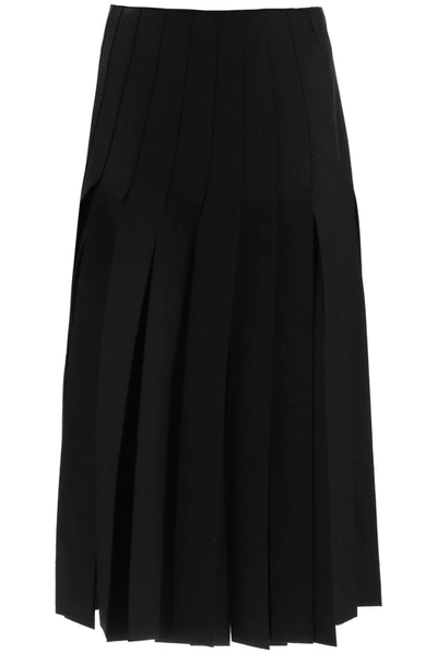 Prada Fringed-edge Midi Skirt In Black