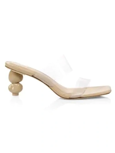 Cult Gaia Women's Suri Bauble-heel Vinyl Mules In Sand