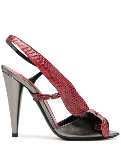 Missoni Snakeskin-effect Sandals In Red