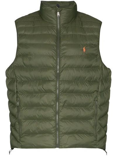 Polo Ralph Lauren Logo-embroidered Puffer Gilet In Green
