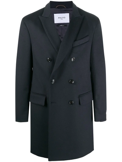Paltò Double-breasted Coat In Blue
