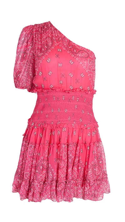 Rococo Sand One Shoulder Chiffon Mini Dress In Pink