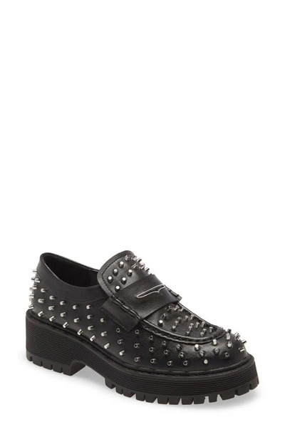 Steve Madden Women's Malvern Studded Lug Sole Loafers In Black