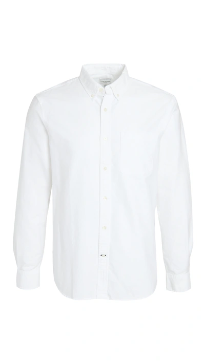 Club Monaco Long Sleeve Oxford Shirt In White