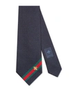 Gucci Silk Tie With Bee Web In Blue