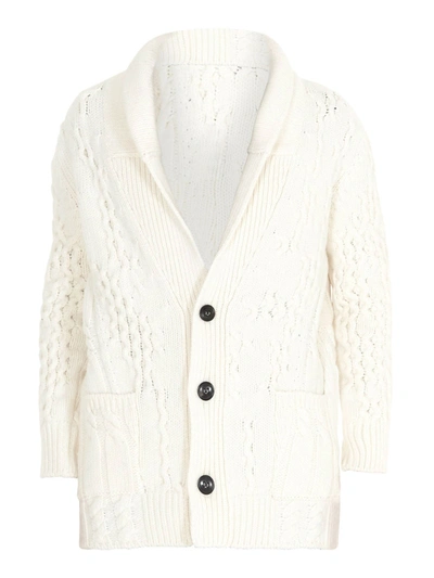 Dondup Merino Wool Oversized Cardigan In White