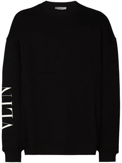 Valentino Vltn Logo Cotton Sweatshirt In Black