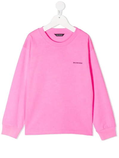 Balenciaga Kids' Logo-print Sweatshirt In Pink