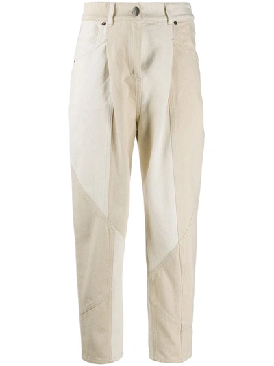 8pm High Waisted Patchwork Trousers In Neutrals