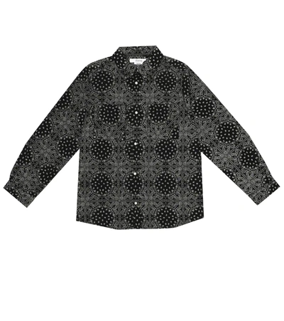 Bonpoint Kids' Corduroy Paisley-print Shirt In Black