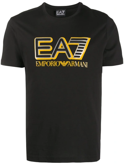 Ea7 Branded Short-sleeve T-shirt In Black