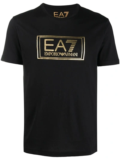 Ea7 Branded Short-sleeve T-shirt In Black