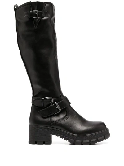 Buffalo Mutya Knee Boots In Black