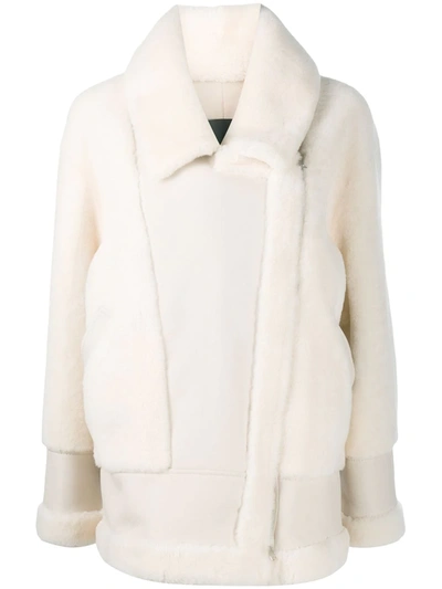 Blancha Fur-trim Oversized Jacket In White